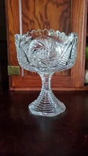 Vintage Cut Glass Pedestal Compote