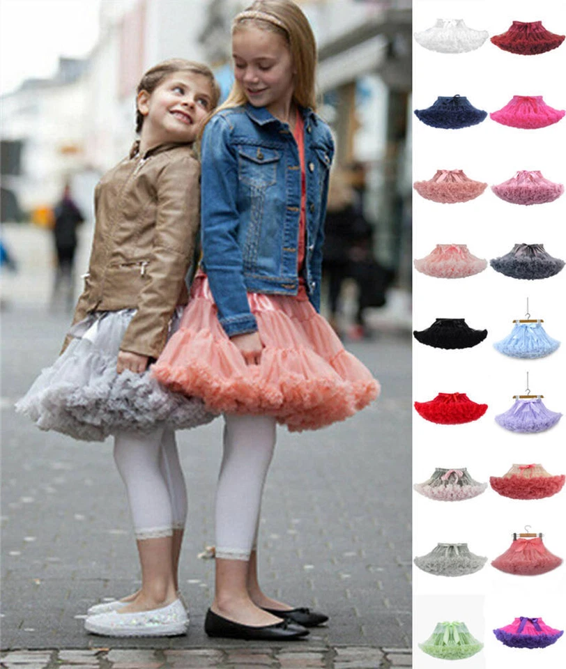 Mädchen Kinder Damen Petticoat Rockabilly Tutu Röcke Swing Tanzen Ballet Kleid - Bild 1 von 4