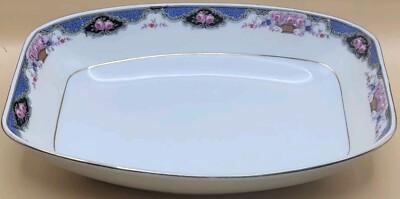 Vintage Edelstein Bavaria Oval Serving Bowl 9 3/4'' Pink Flowers