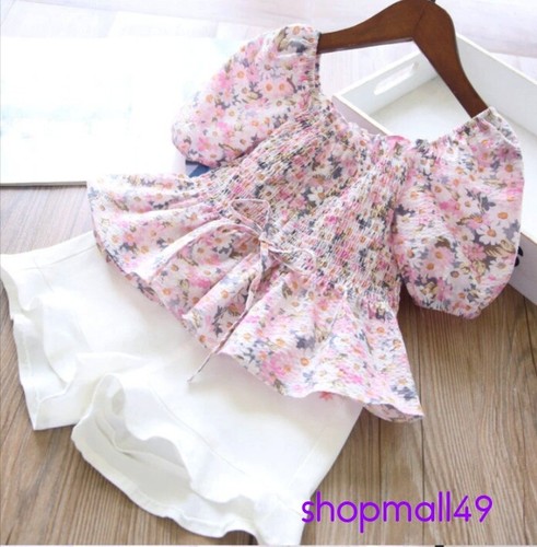 Girls Kids Set Summer Baby Outfits Tops Clothes Top Shorts Toddler Age 2-7 years - Picture 13 of 14