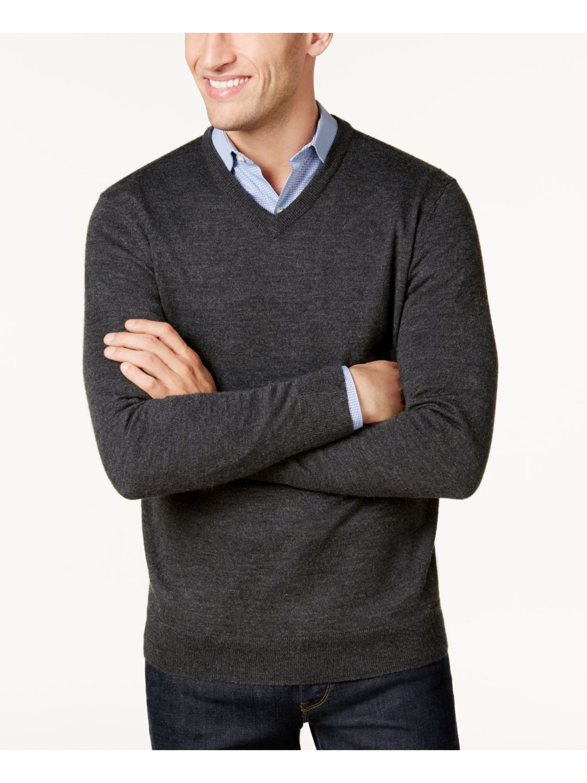 Club Room Mens Solid V-neck Merino Wool 