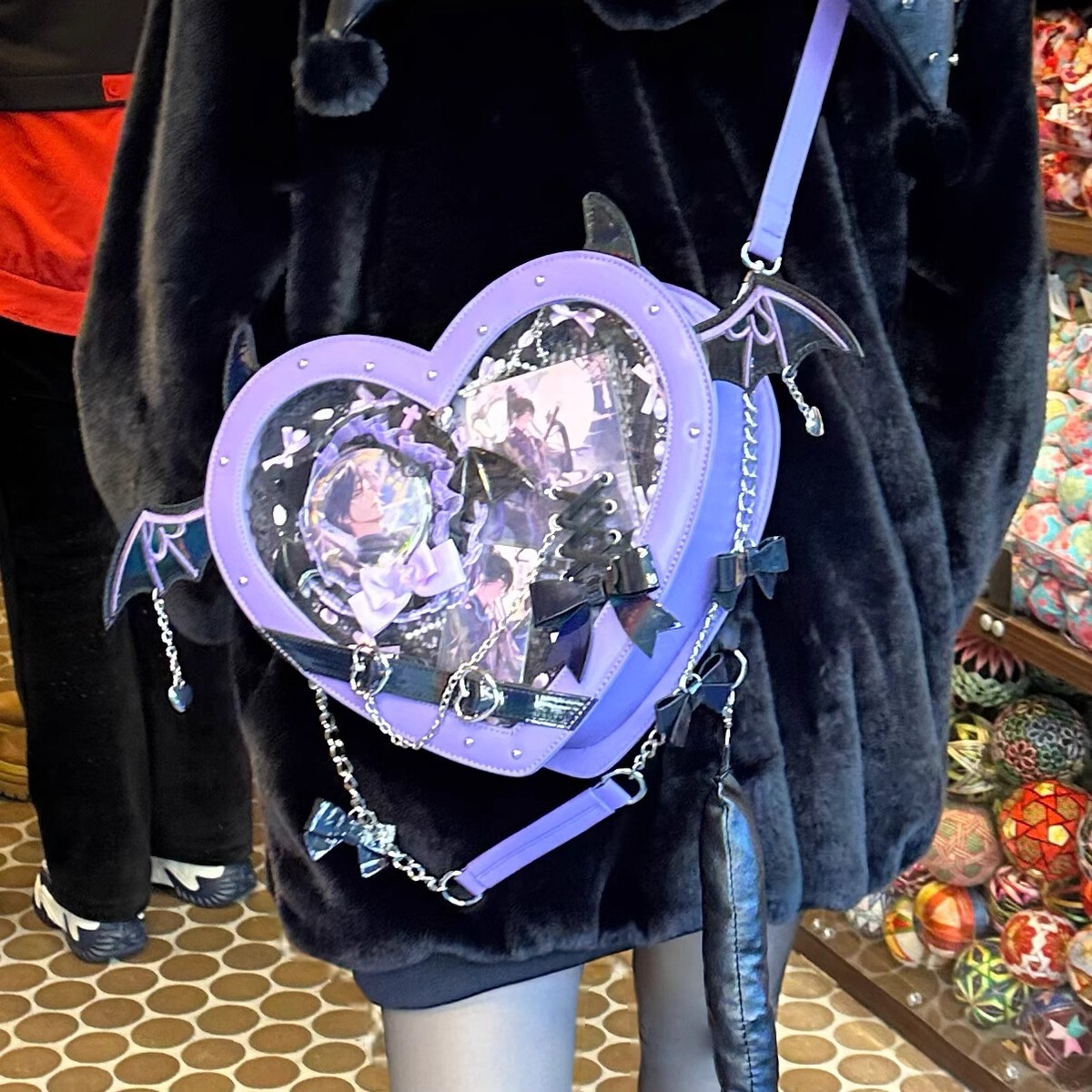 Heart Shape Devil Wing Handbag Itabag Shoulder Crossbody Bags Doll