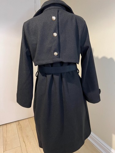 Spring Black new coat with gold buttons size L 12 fleece material - Picture 8 of 13