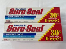 Vintage 1991 Reynolds Sure Seal Freezer Bags Quart Size NOS Two Boxes
