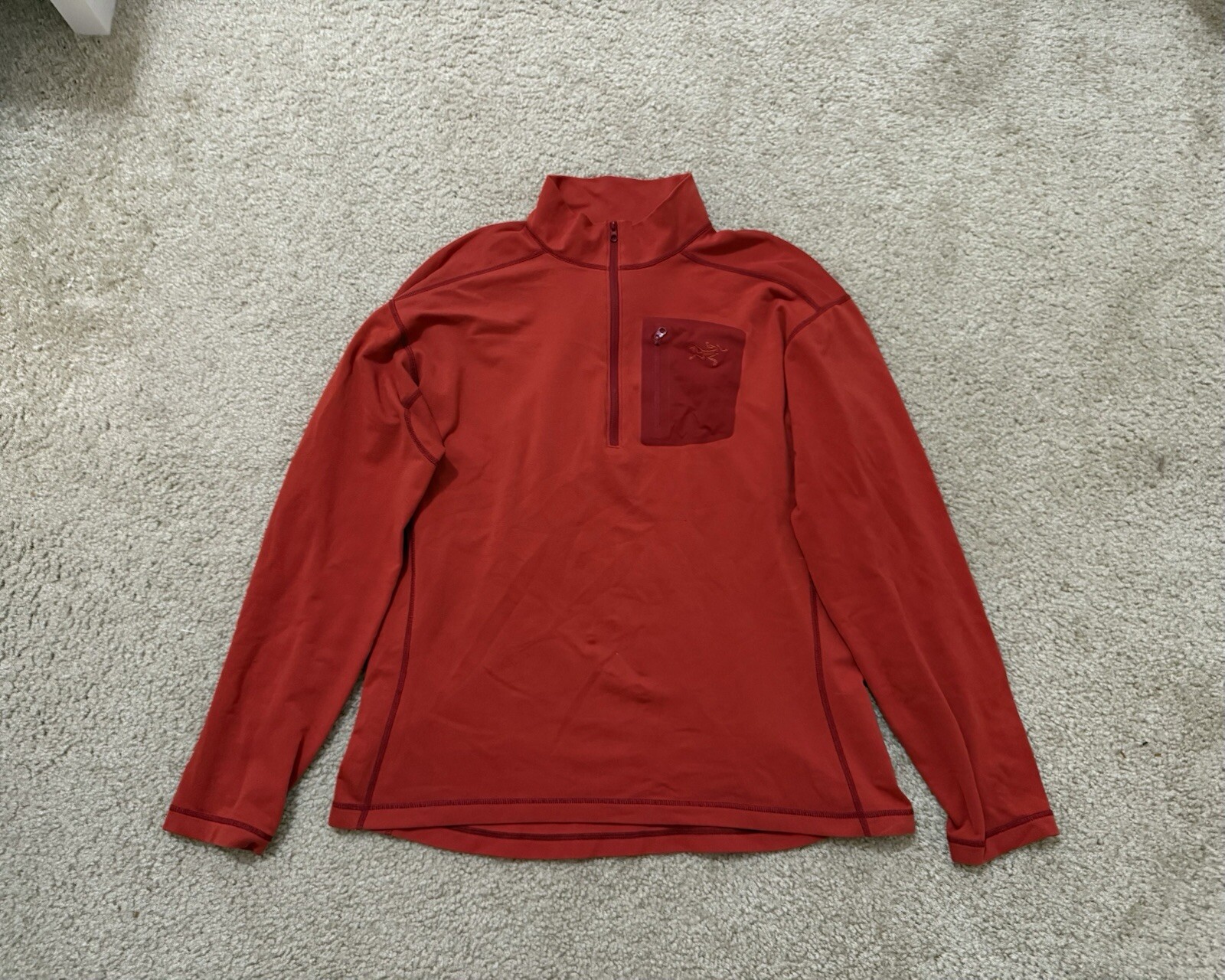 ARC'TERYX Maglione Vintage Arcteryx Uomo Rho LT 1 4 Zip XL Rosso