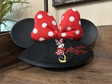 DISNEY PARKS DISNEYLAND MINNIE MOUSE EARS CAP LOVE  KISSES BOW HAT YOUTH SIZE