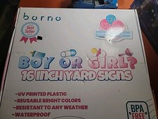 Boy or Girl gender reveal pink and blue yard sign