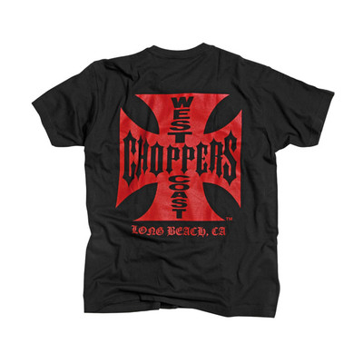 West Coast Choppers Original Cross T-Shirt In Black/Red Logo **BRAND NEW**