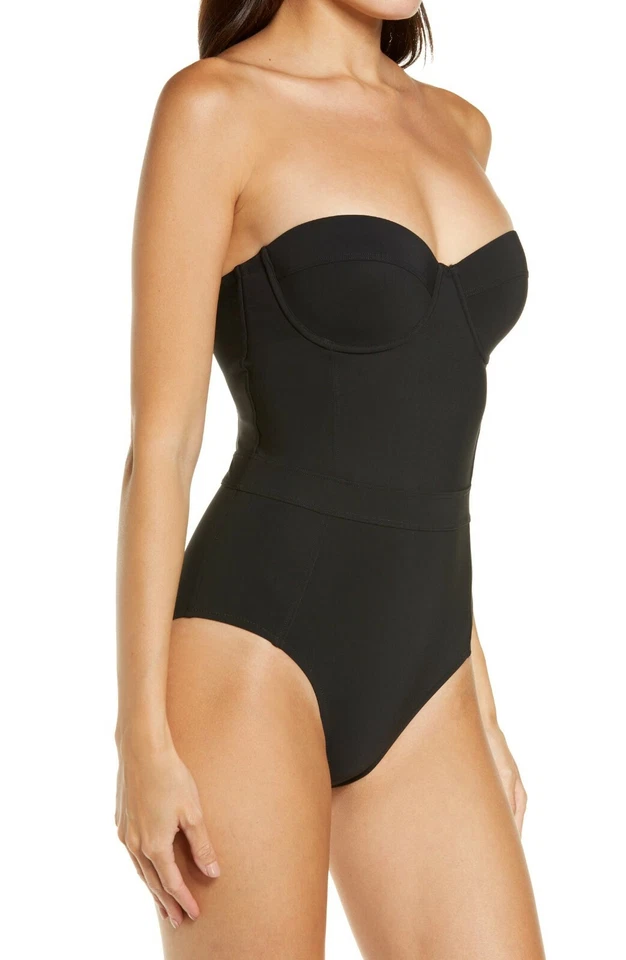Tory Burch Black Lipsi Underwire One-Piece Swimsuit L79760 Size Small - Image 3 of 4