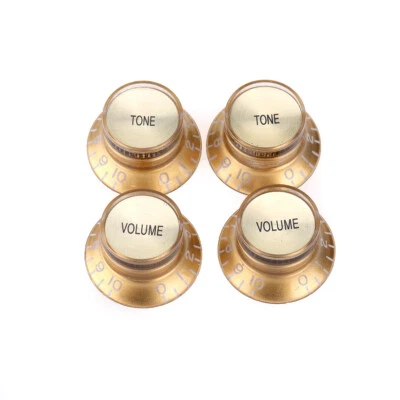Musiclily Pro Gold Metric 18 Spline 2 Volume 2 Tone Knob Set For Asia Guitar Pot