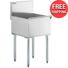 18" x 18" x 13" Stainless Steel Commercial Kitchen Utility Sink Compartment Bowl