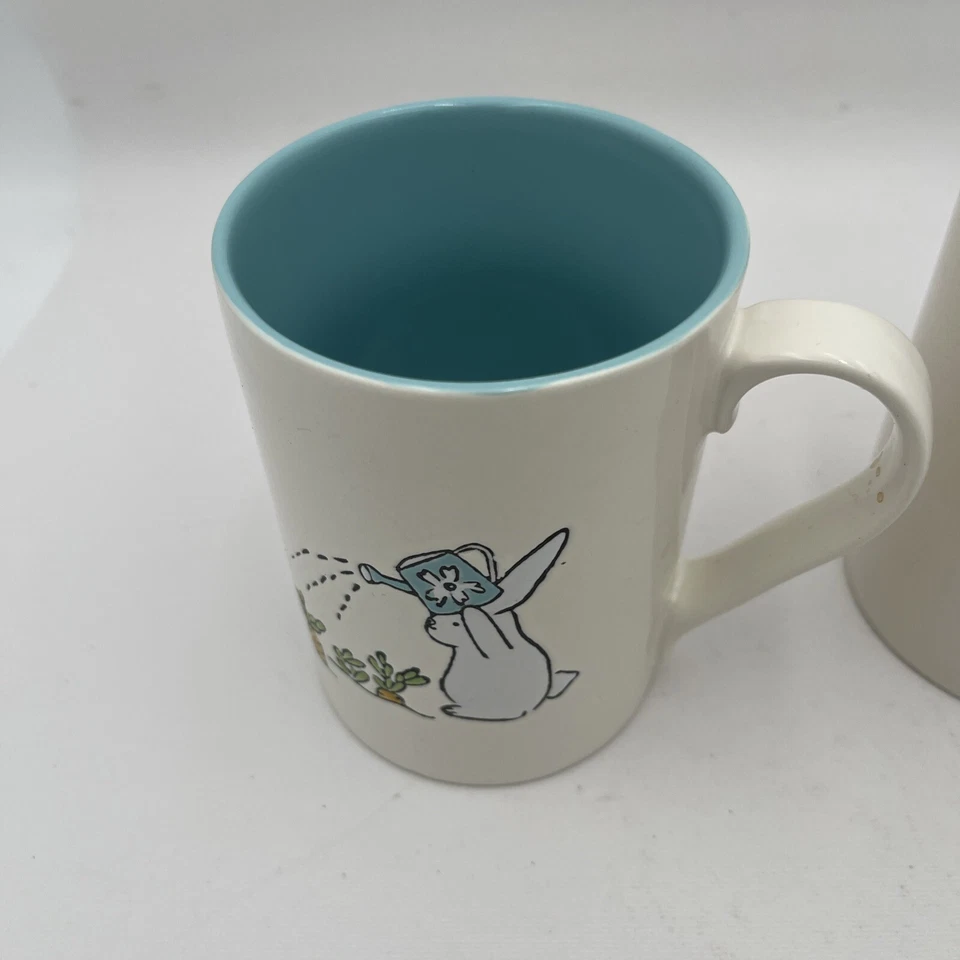 Taza de café DOS - TAG Bunny X grande 20 oz primavera conejo zanahorias Pascua rosa/azul Foto 2 de 4