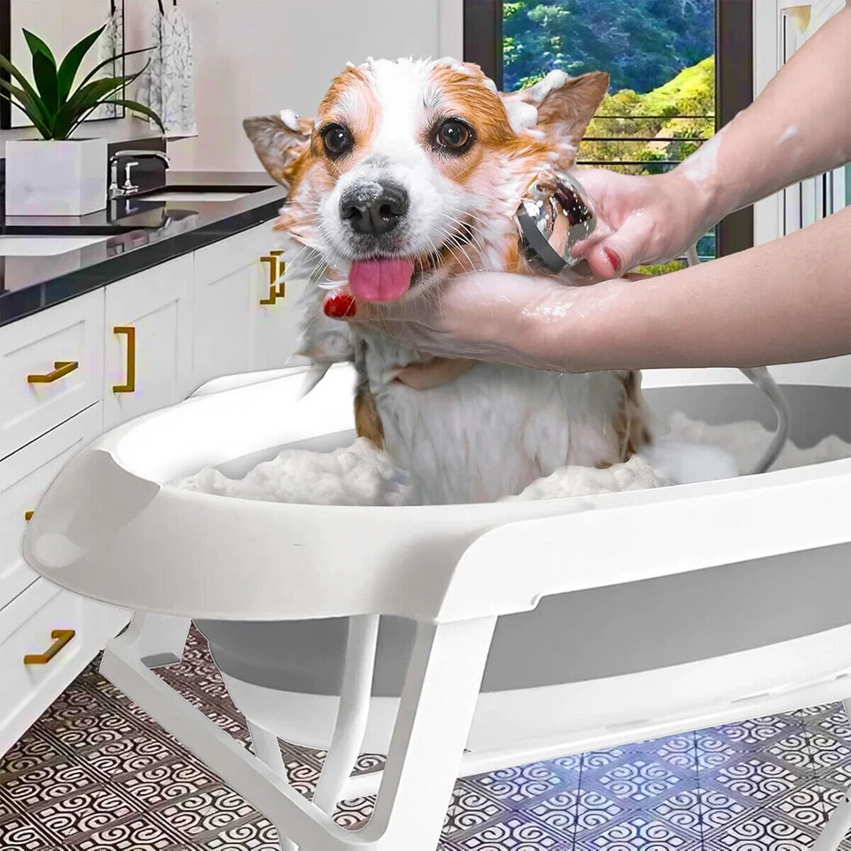 Elevated Pet Bath Tub Stand Portable Bathing Basin for Cats and Puppies Grooming - image 3 of 4