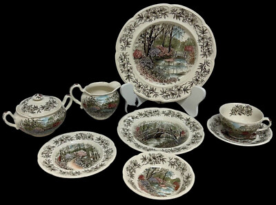 Johnson Brothers Azalea Gardens Windsorware 1960s Dinner Plates