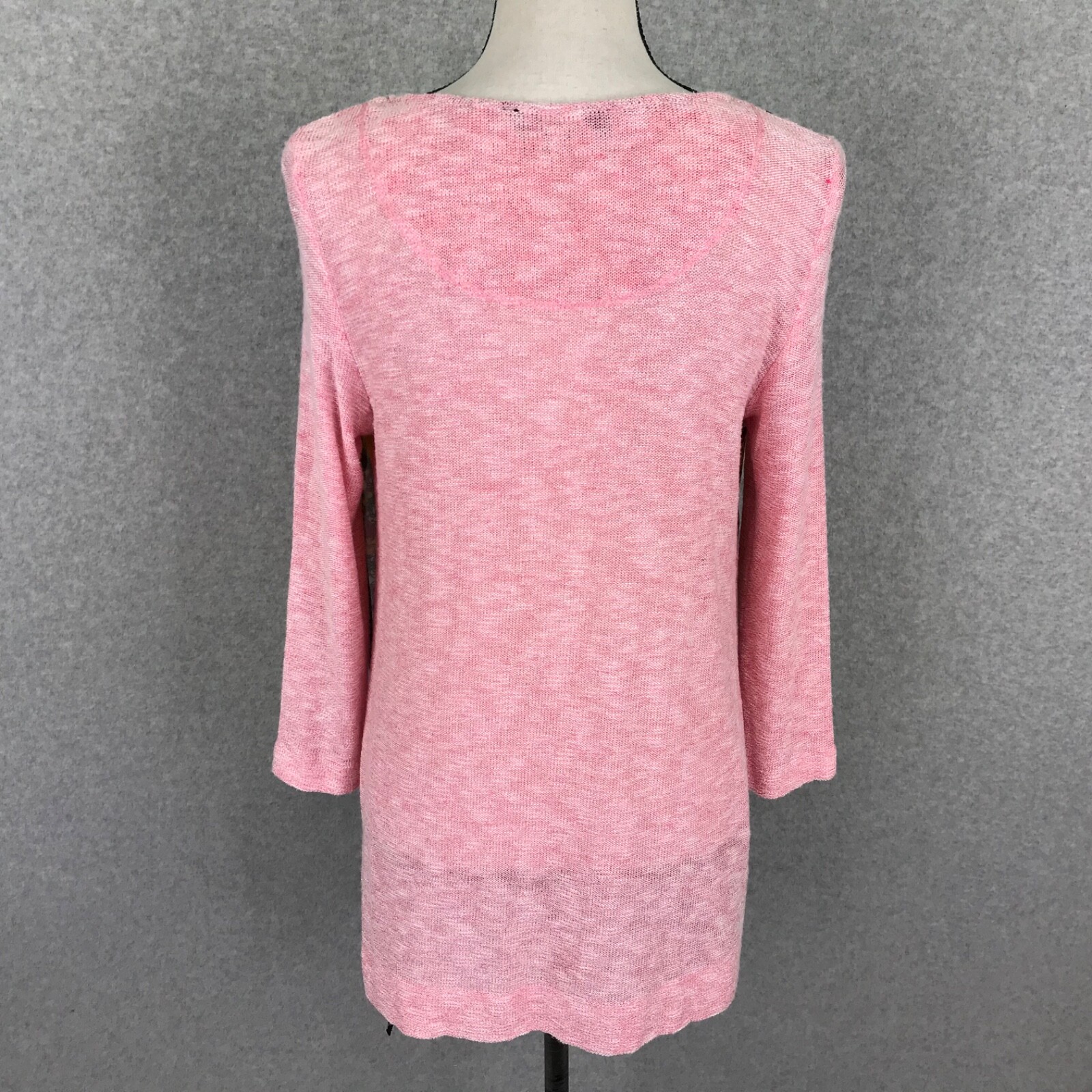 Poeme Citron Size L Shirt Tunic Top Size L Pink Floral Stretch Asymmetrical Hem