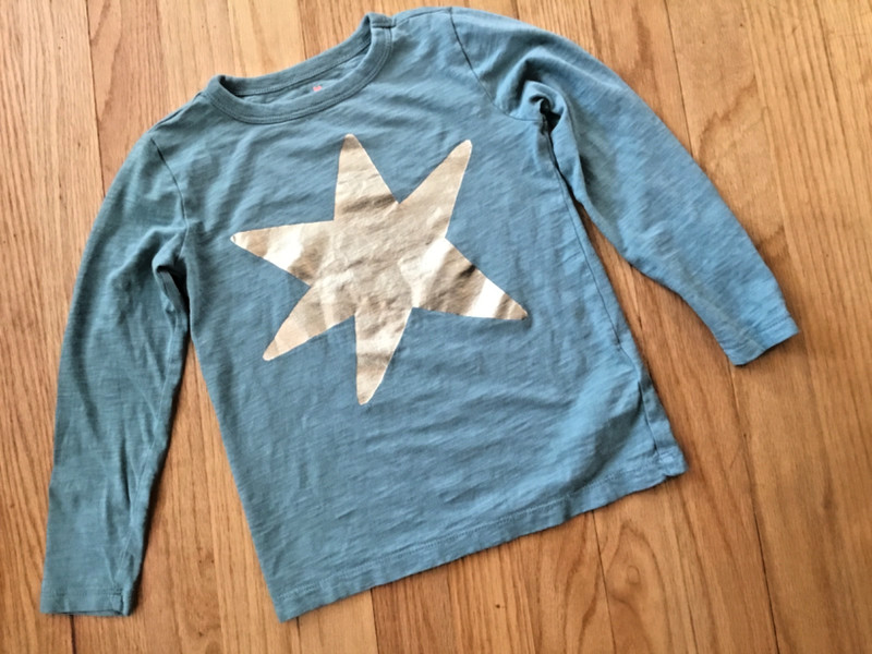 J Crew Crewcuts girls t-Shirt ~Sz 4-5~Cotton~Sage green w/ Gold Star~LS~