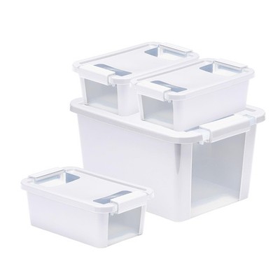 Set of 4 VersaBox Plastic Organization and Storage Box with Secure Latching L...