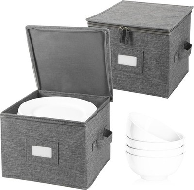 popoly China Storage Container for Bowls/Dessert Plates, 8.5''W x 6''H, 2-Pack
