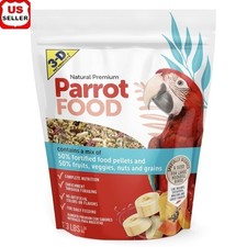 Natural Premium Parrot Food Large Hookbill Birds 50 Pellets Fruits Nuts 3lb New