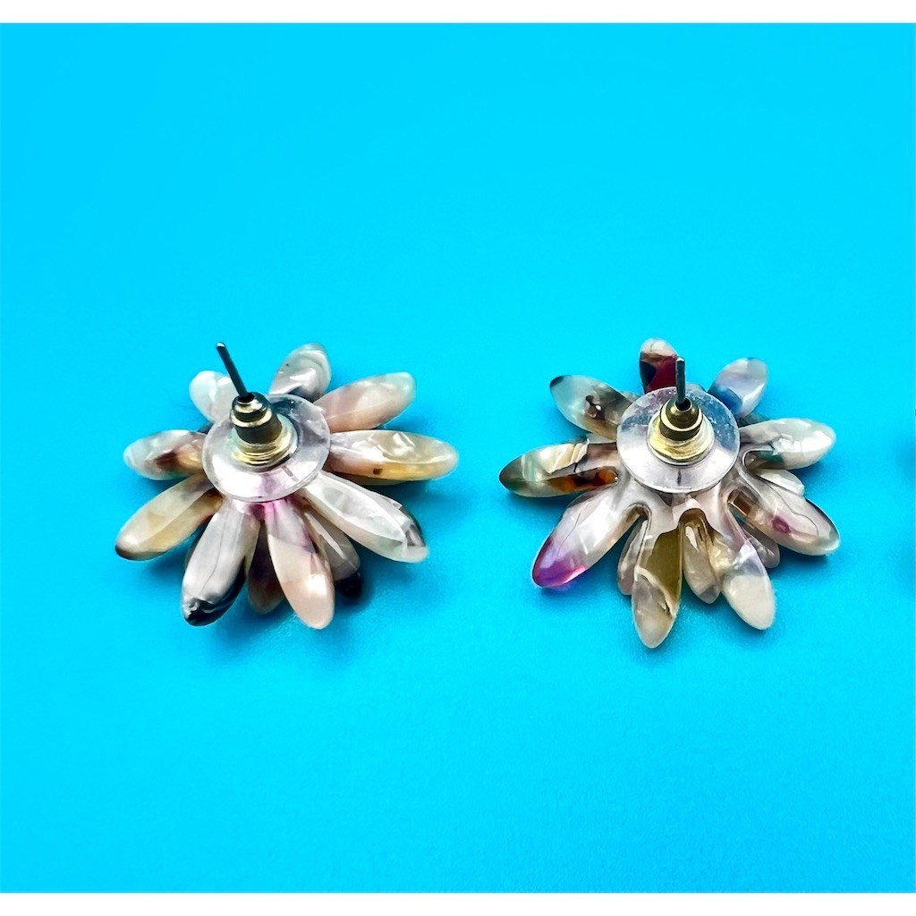 Multicolor Marbled Flower Cluster Stud Earrings R… - image 5