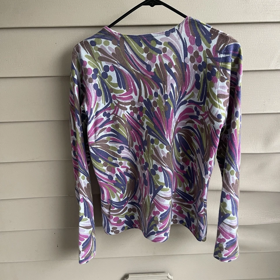 Suéter Floral De Colección Y2k Daniel Bishop 100% Cachemira Pastel Talla M Cuello en V Lujo Foto 2 de 4