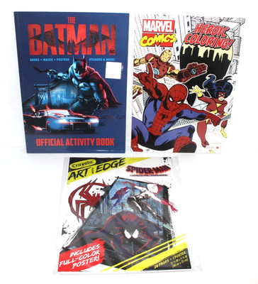 NEW SUPERHERO Coloring & Activity Books lot x3 Spider-man Batman Marvel hero