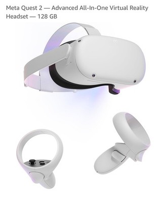 Meta Quest 2 VR Headset   128 GB + Carrying Case + Elite Strap