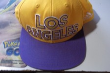 ADIDAS NBA LOS ANGELES LAKERS  LOGO FLAT BRIM FITTED CAP One Size Fitts all