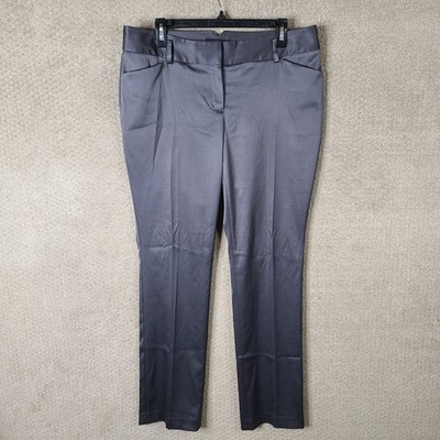 Express Pants Womens 12 Gray Editor Dress Pants Sateen Polyester Spandex Casual