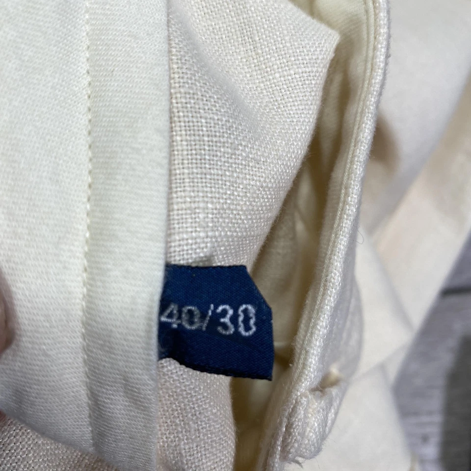 Pantalones de vestir Polo Ralph Lauren de lino para hombre 40x30 crema plisados vintage Foto 4 de 4