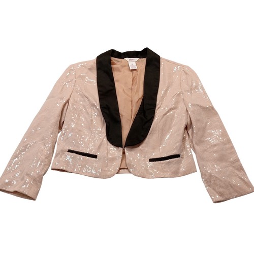 Candie's Blazer Jacket M Women's Long Sleeve Sequins Peach