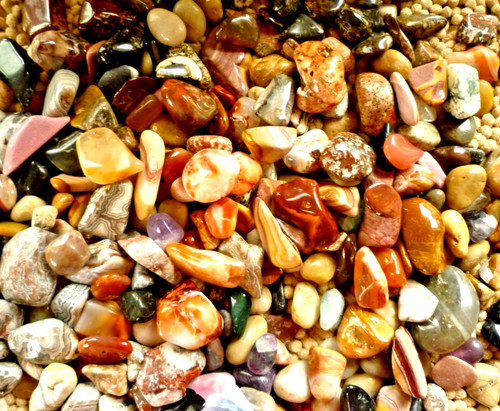Mix Tumbled Polished Agates, Quartz, Jasper, Crystals - Bulk Crystals 8 oz Lots
