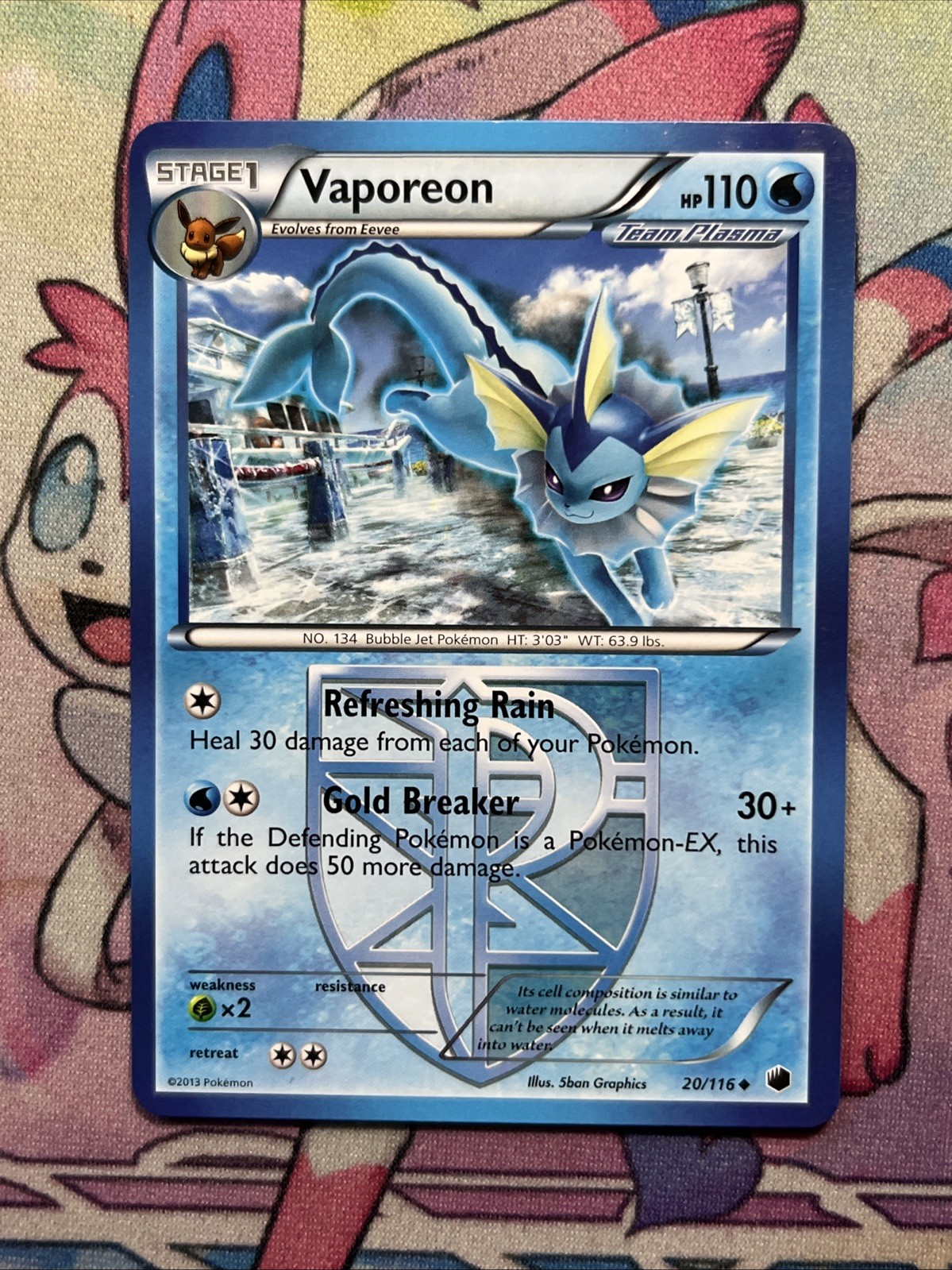 Vaporeon 20/116 Pokemon Plasma Freeze Team Plasma Uncommon LP TCG