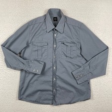 BOSS Hugo Boss Shirt Mens Large Slim Fit Gray Long Sleeve Button Up Office Work