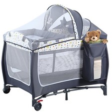4 in 1 Pack and Play,Portable Nursery Center Baby Playard with Bassinet Changin