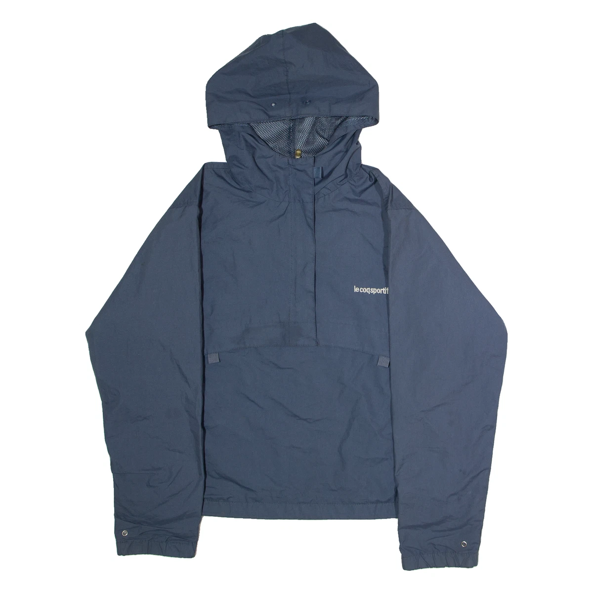 Veste De Ski Vintage 80s Le Coq Sportif - Taille L - Bleu Motif Funky - Capuche Nylon