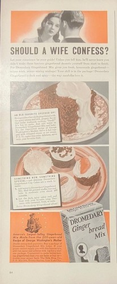 #ad 1940 Vintage Original Should a Wife Confess? Funny Gingerbread Mix Baking AD $23.99