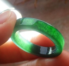 Video Certified Green Natural A JADE Jadeite Circle RING USA.8.5 127266