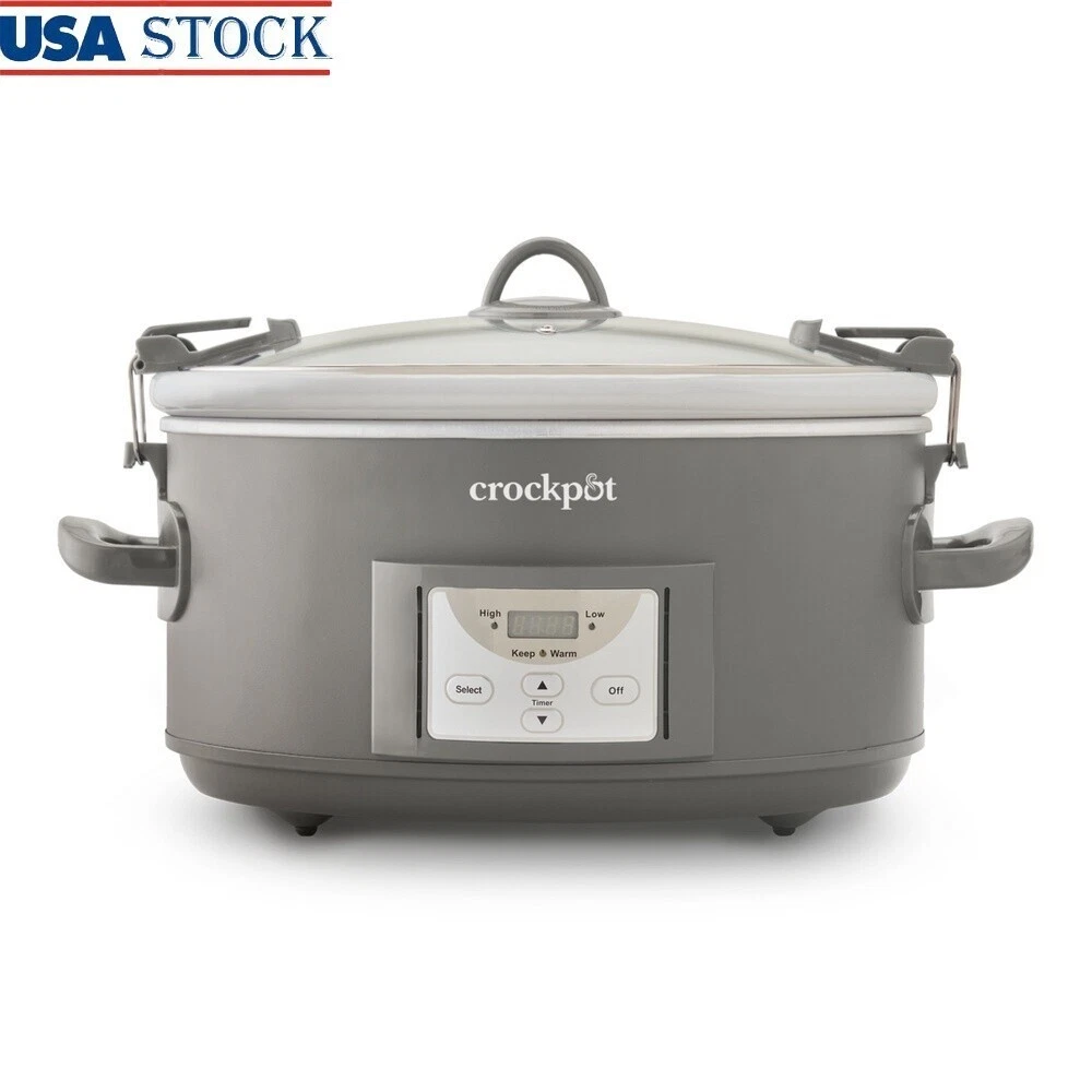 Programmable 7qt Slow Cooker with Locking Lid Auto-Warm Digital Display Travel