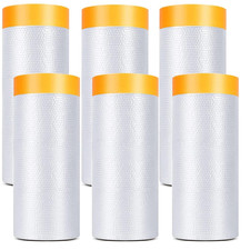 Painters Plastic with Tape, Pre-Taped Masking Film, 6 Rolls Automotive Best Tape