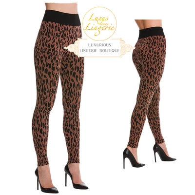 LEO LEGGINGS Par Wolford XS Extra Small Café Noir Pantalon Avec Design Animal - Photo 1/4