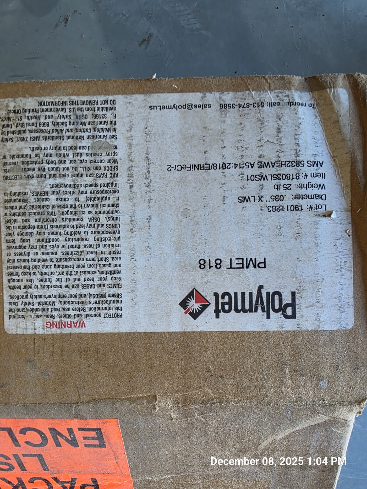 Polymet PMET 818 Welding Wire 818035LWS01