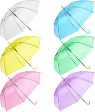 Clear Umbrella Bulk,Cute Colorful Transparent Stick Rain Umbrellas Windproof Wat