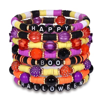 Beach Bracelet Set for Women - Stack Rainbow Friendship Bracelets Clay Heishi Be