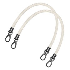2Pcs 60cm Short Leather PU Braided Purse Replacement Handle - Beige White, Black