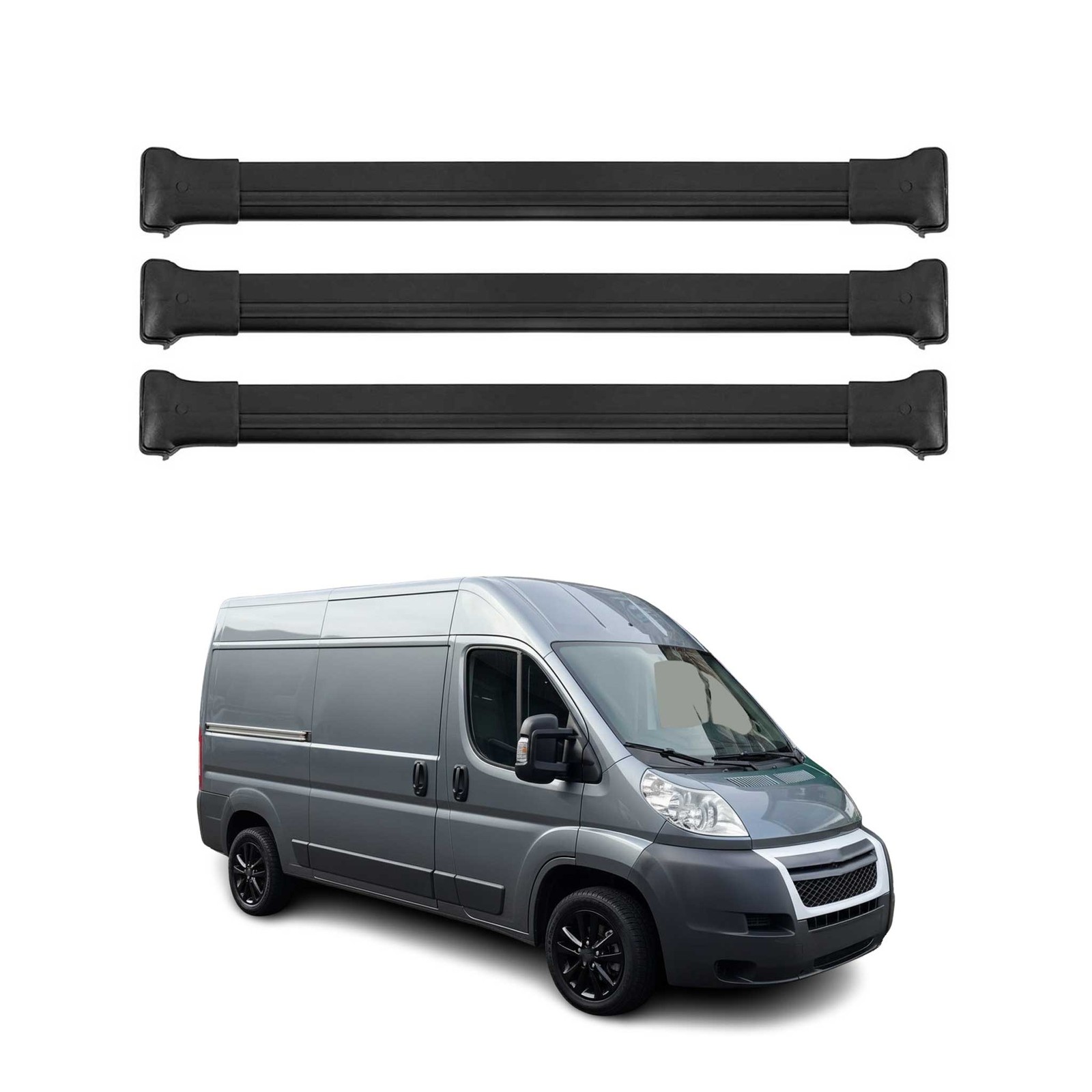 Barres de toit Citroen Jumper en aluminium gris pour utilitaires de 2006 à 2024 L1H1