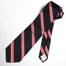 Vintage Brooks Brothers Makers All Silk Tie Dark Navy w Red White Repp Stripes