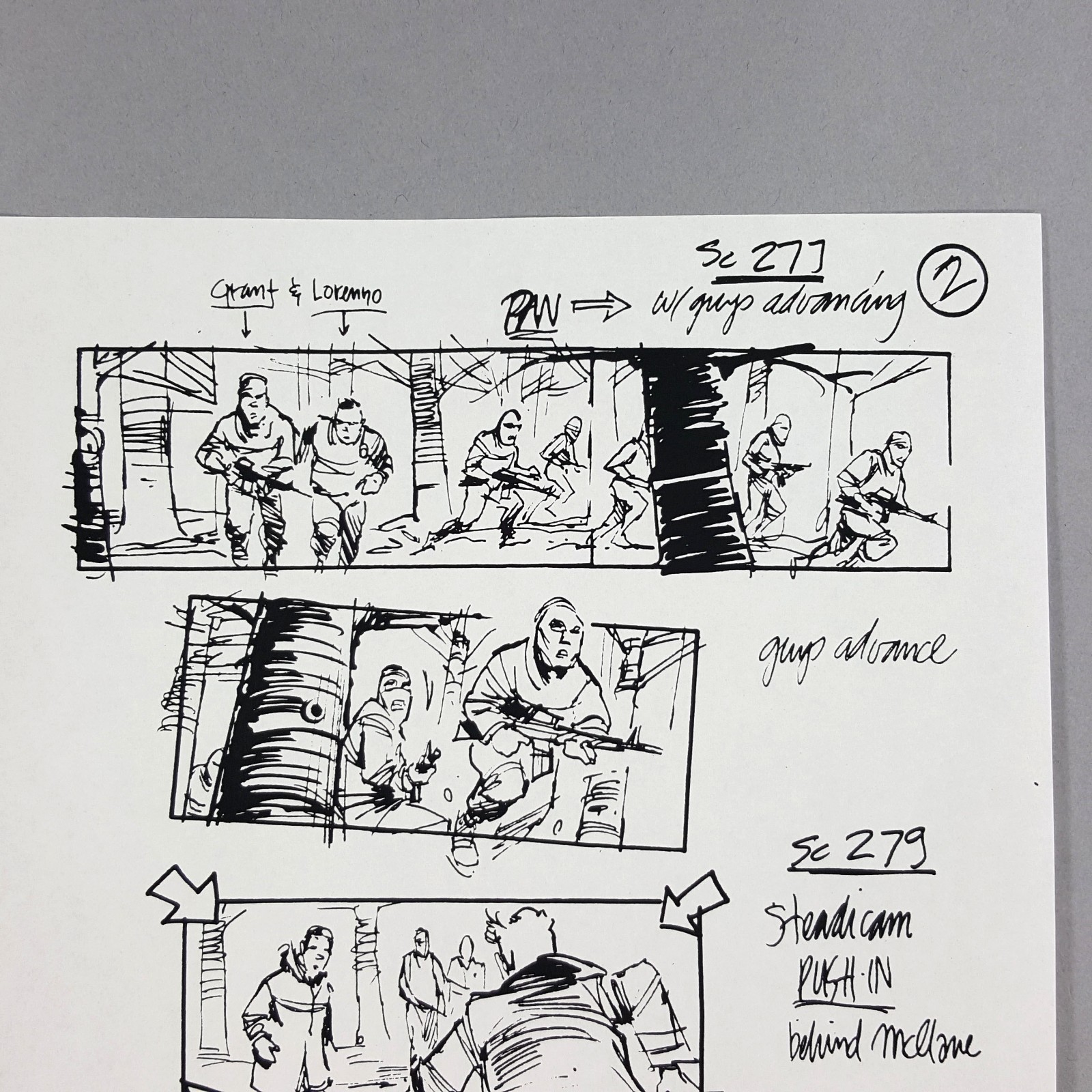 Image 3 of Die Hard 2 - Production Used Storyboard, Bruce Willis at Church Movie Prop 279