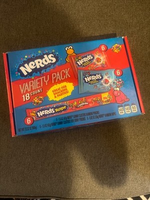 nerds variety pack nerds, rope, rainbow, very, very gummy clusters