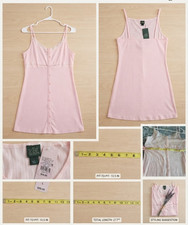 NWT Wild Fable Women Pink Ribbed Button Front Cami Dress Lace Trim Size Large